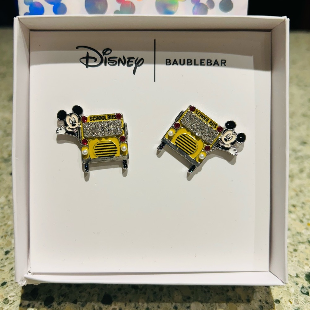 ❤️NWT-Disney x BaubleBar Mickey Mouse School Bus Stud Earrings - Picture 1 of 4